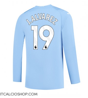 Manchester City Julian Alvarez #19 Prima Maglia 2023-24 Manica Lunga